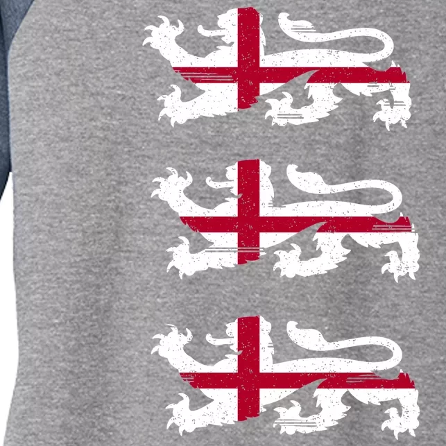 England Euro 21 English Lions Soccer Fan Flag Women's Tri-Blend 3/4-Sleeve Raglan Shirt