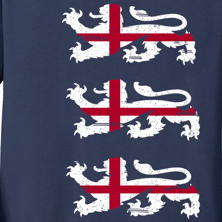 England Euro 21 English Lions Soccer Fan Flag Kids Long Sleeve Shirt