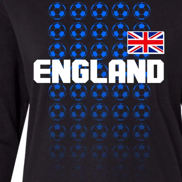 England Flag Soccer Ball Futbol Pattern Womens Cotton Relaxed Long Sleeve T-Shirt