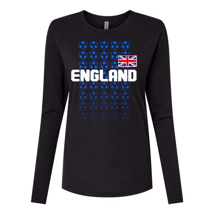 England Flag Soccer Ball Futbol Pattern Womens Cotton Relaxed Long Sleeve T-Shirt