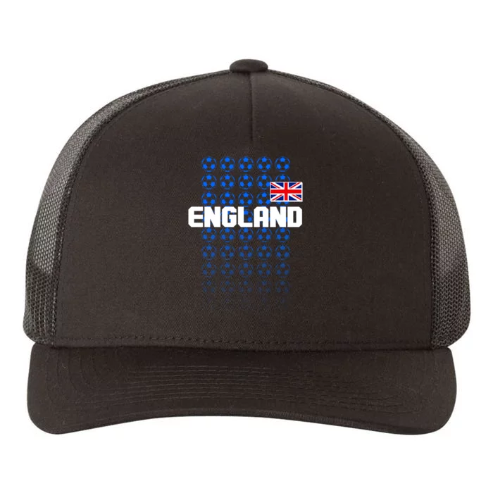 England Flag Soccer Ball Futbol Pattern Yupoong Adult 5-Panel Trucker Hat