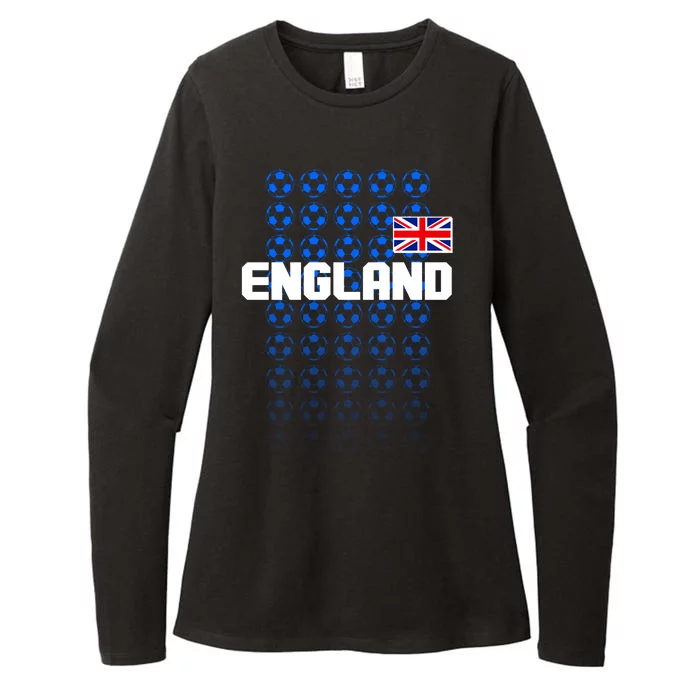 England Flag Soccer Ball Futbol Pattern Womens CVC Long Sleeve Shirt