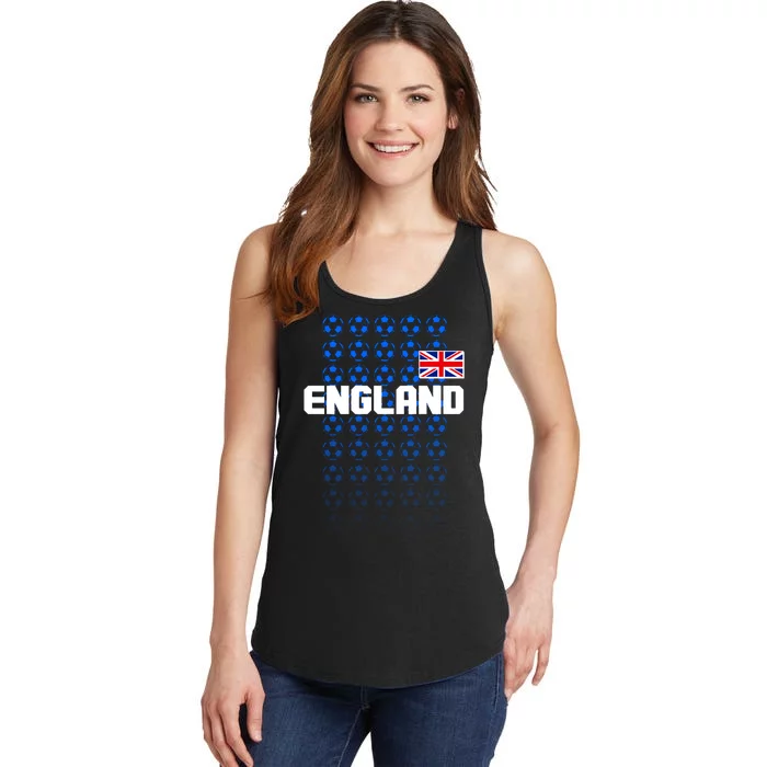 England Flag Soccer Ball Futbol Pattern Ladies Essential Tank