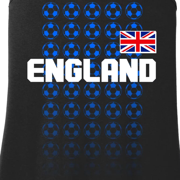 England Flag Soccer Ball Futbol Pattern Ladies Essential Tank