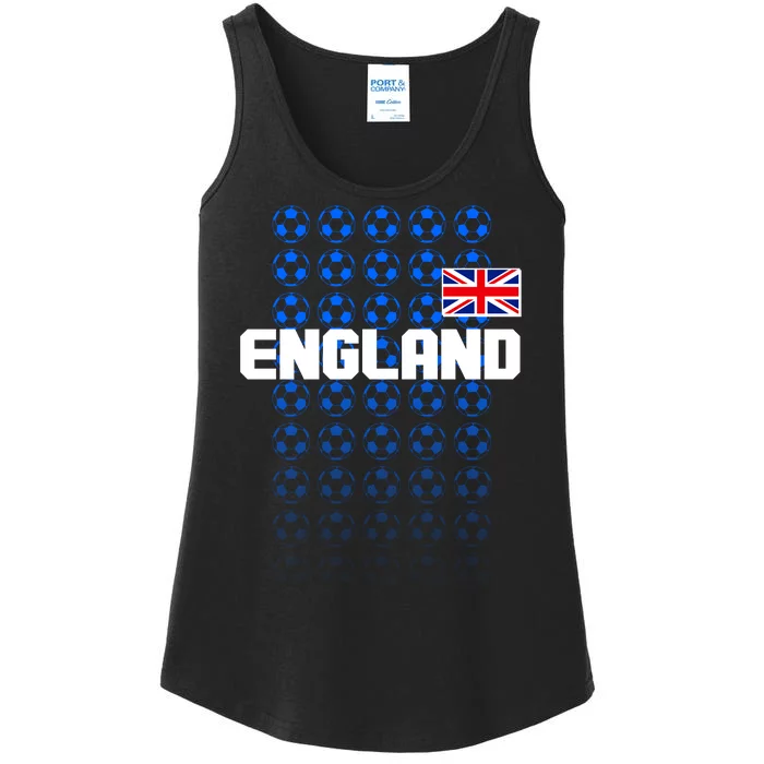 England Flag Soccer Ball Futbol Pattern Ladies Essential Tank