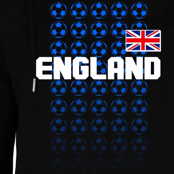 England Flag Soccer Ball Futbol Pattern Womens Funnel Neck Pullover Hood