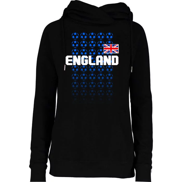 England Flag Soccer Ball Futbol Pattern Womens Funnel Neck Pullover Hood