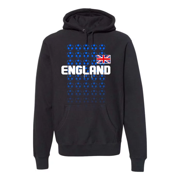 England Flag Soccer Ball Futbol Pattern Premium Hoodie