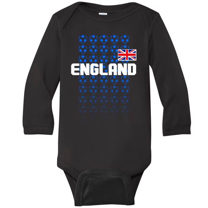 England Flag Soccer Ball Futbol Pattern Baby Long Sleeve Bodysuit