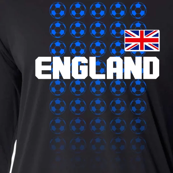 England Flag Soccer Ball Futbol Pattern Cooling Performance Long Sleeve Crew