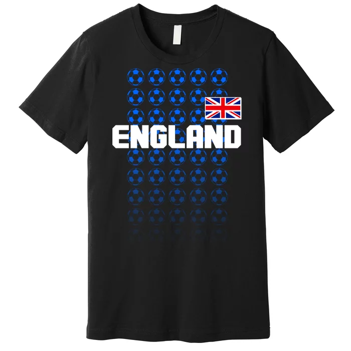 England Flag Soccer Ball Futbol Pattern Premium T-Shirt