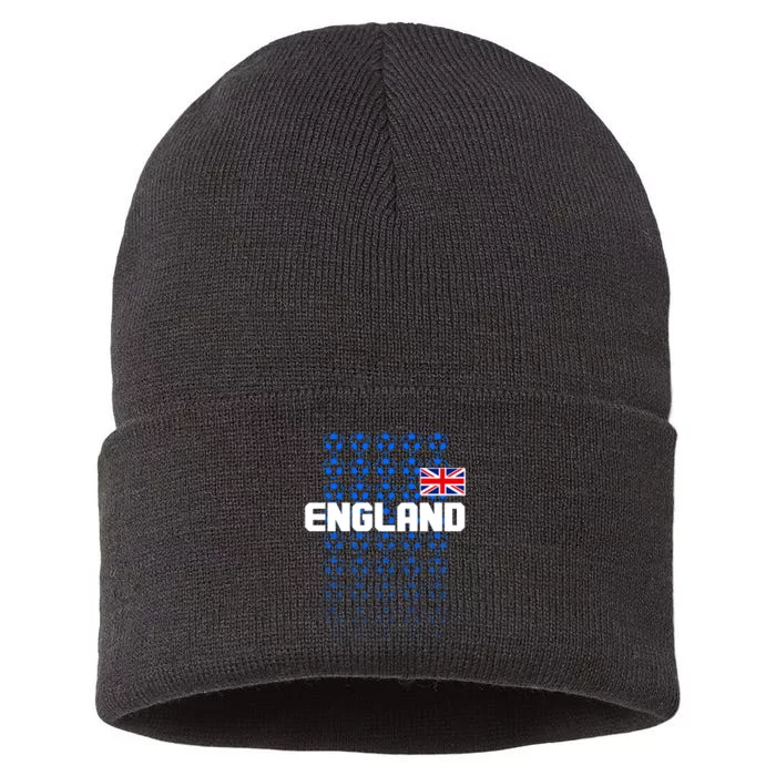 England Flag Soccer Ball Futbol Pattern Sustainable Knit Beanie