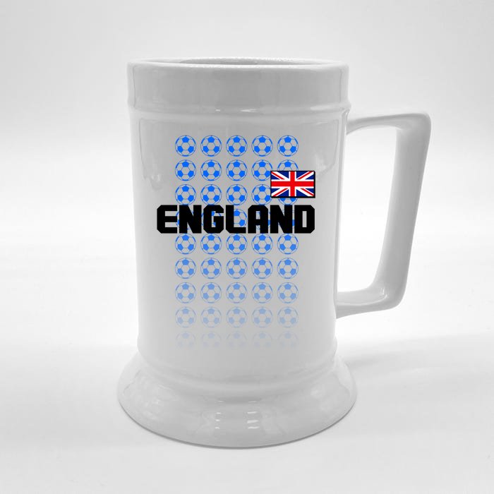 England Flag Soccer Ball Futbol Pattern Front & Back Beer Stein