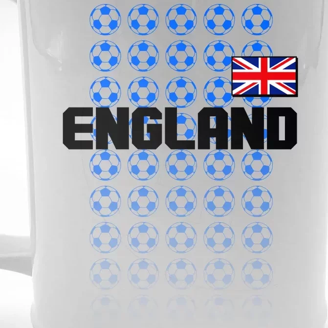 England Flag Soccer Ball Futbol Pattern Front & Back Beer Stein