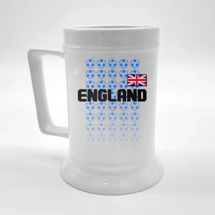 England Flag Soccer Ball Futbol Pattern Front & Back Beer Stein