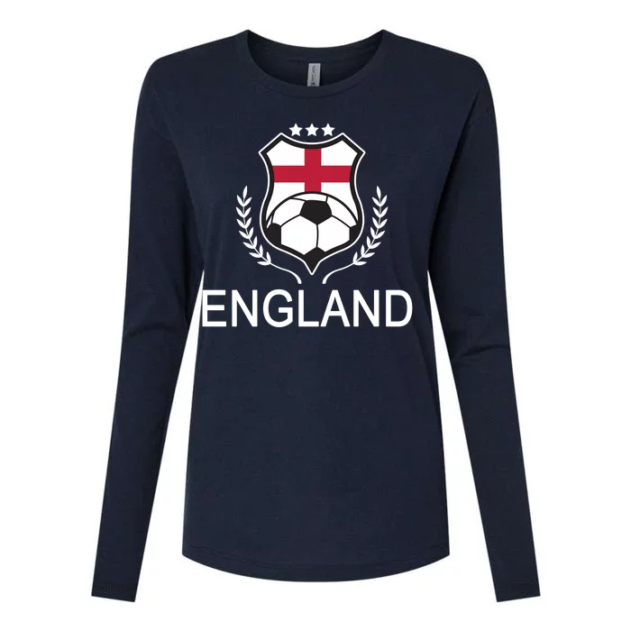 England Soccer English Flag Womens Cotton Relaxed Long Sleeve T-Shirt