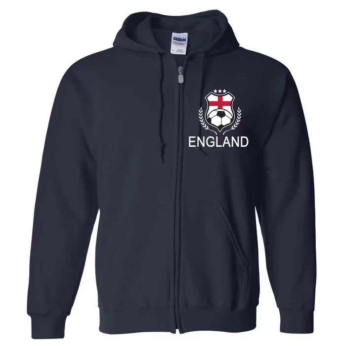 England Soccer English Flag Full Zip Hoodie