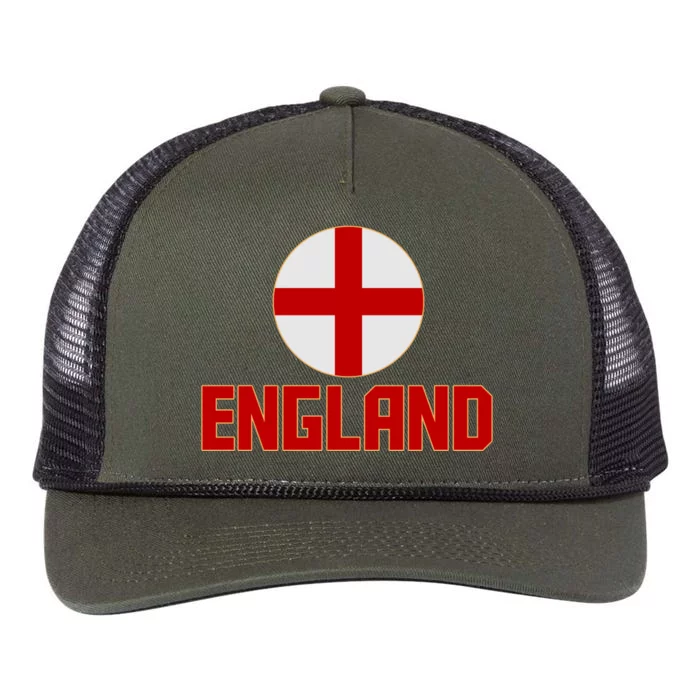 England Soccer Football Red and White Cross Flag logo Retro Rope Trucker Hat Cap