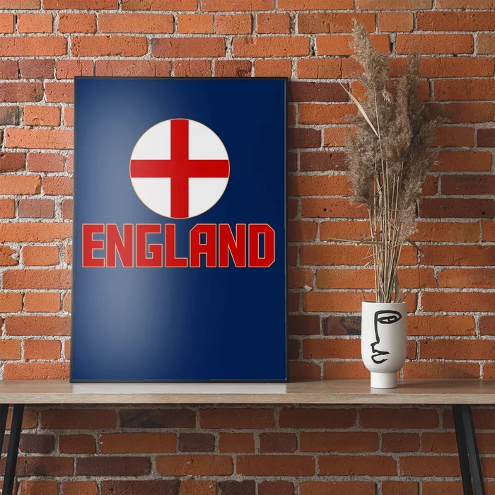 England Soccer Football Red and White Cross Flag logo Poster