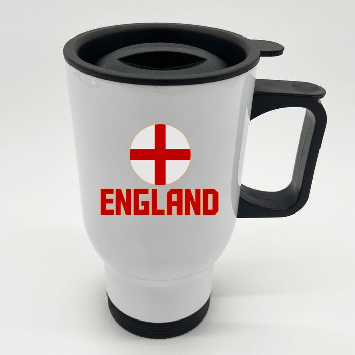 England Soccer Football Red and White Cross Flag logo Front & Back Stainless Steel Travel Mug