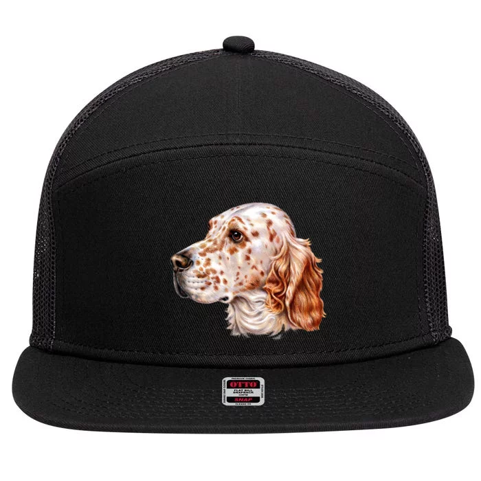 English Setter Dog 7 Panel Mesh Trucker Snapback Hat