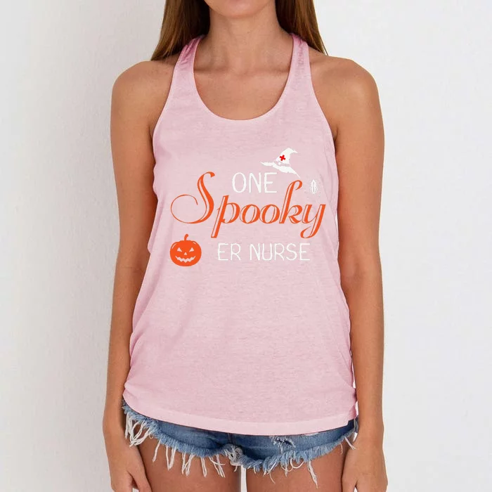 ER Nurse Halloween Funny Spooky Gift Women's Knotted Racerback Tank