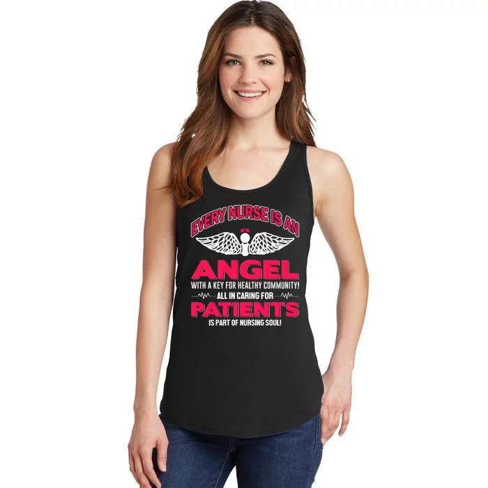 Every Nurse Is An Angel With A Key Ladies Essential Tank