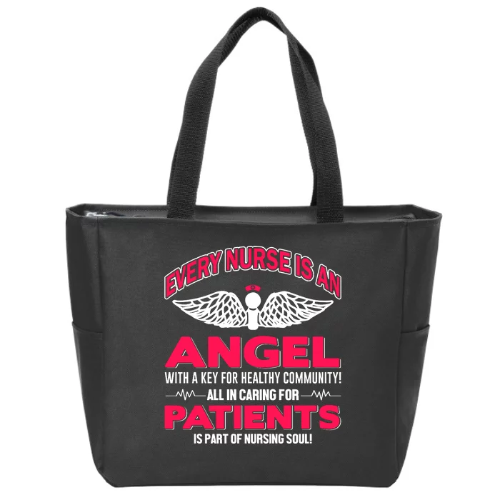 Every Nurse Is An Angel With A Key Zip Tote Bag