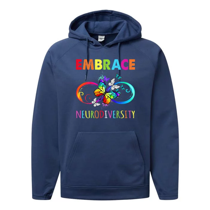 Embrace Neurodiverity Infinity Butterfly Autism Performance Fleece Hoodie