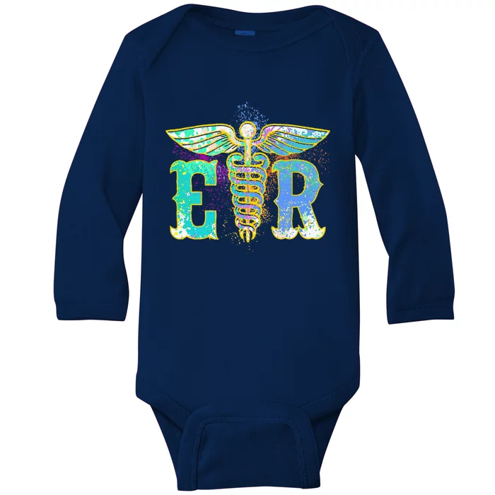 ER Nurse Illustration Design Emergency Nurses Day Baby Long Sleeve Bodysuit