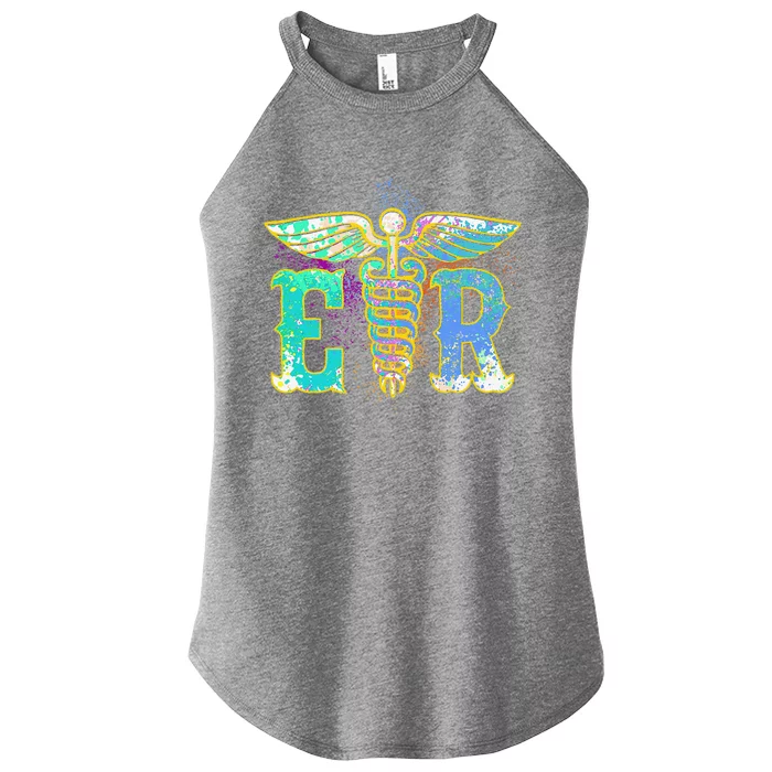 ER Nurse Illustration Design Emergency Nurses Day Women’s Perfect Tri Rocker Tank