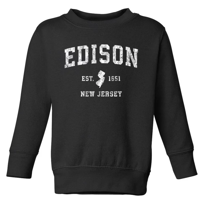 Edison New Jersey Nj Vintage Athletic Sports Toddler Sweatshirt