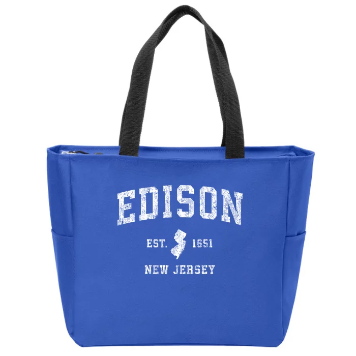 Edison New Jersey Nj Vintage Established Athletic Sports Design Zip Tote Bag