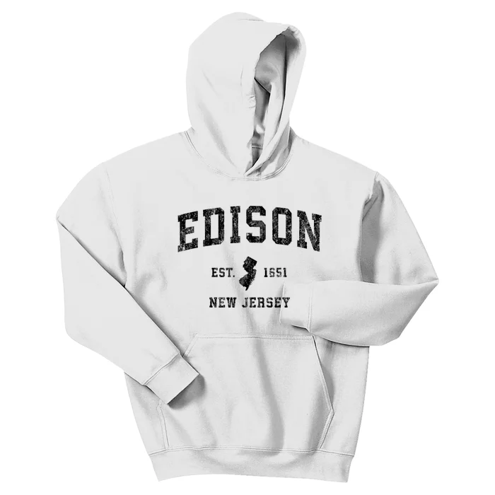 Edison New Jersey Nj Vintage Established Athletic Sports Design Kids Hoodie