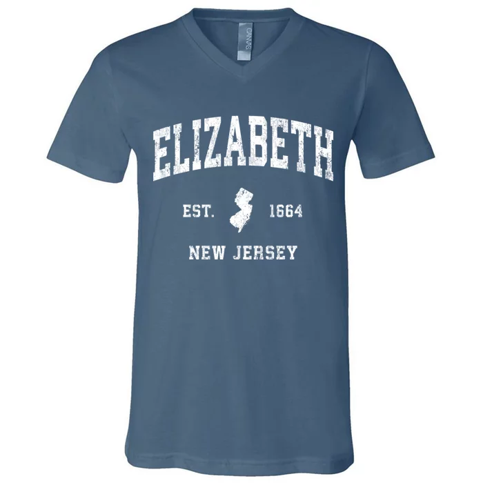 Elizabeth New Jersey Nj Vintage Athletic Sports Design V-Neck T-Shirt