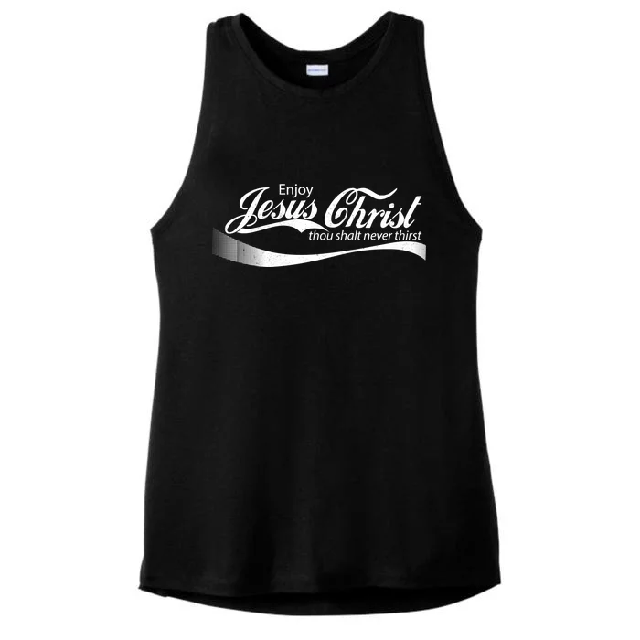 Enjoy Jesus Christ Thou Shalt Never Thirst Ladies Tri-Blend Wicking Tank