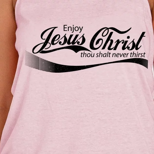 Enjoy Jesus Christ Thou Shalt Never Thirst Women's Knotted Racerback Tank