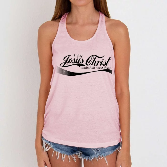 Enjoy Jesus Christ Thou Shalt Never Thirst Women's Knotted Racerback Tank