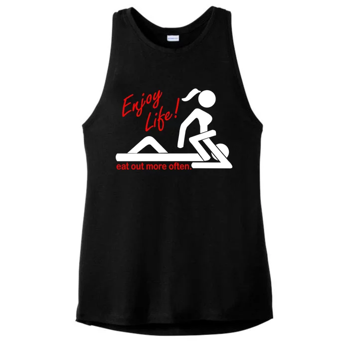 Enjoy Life Eat Out More Often Ladies Tri-Blend Wicking Tank