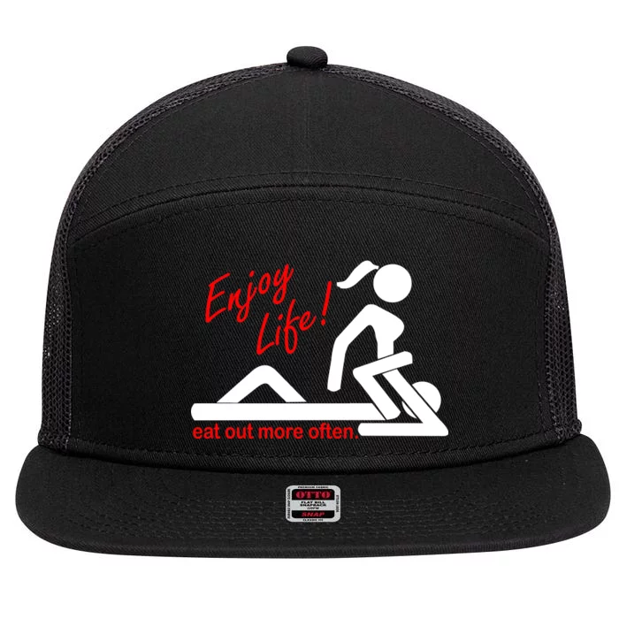 Enjoy Life Eat Out More Often 7 Panel Mesh Trucker Snapback Hat