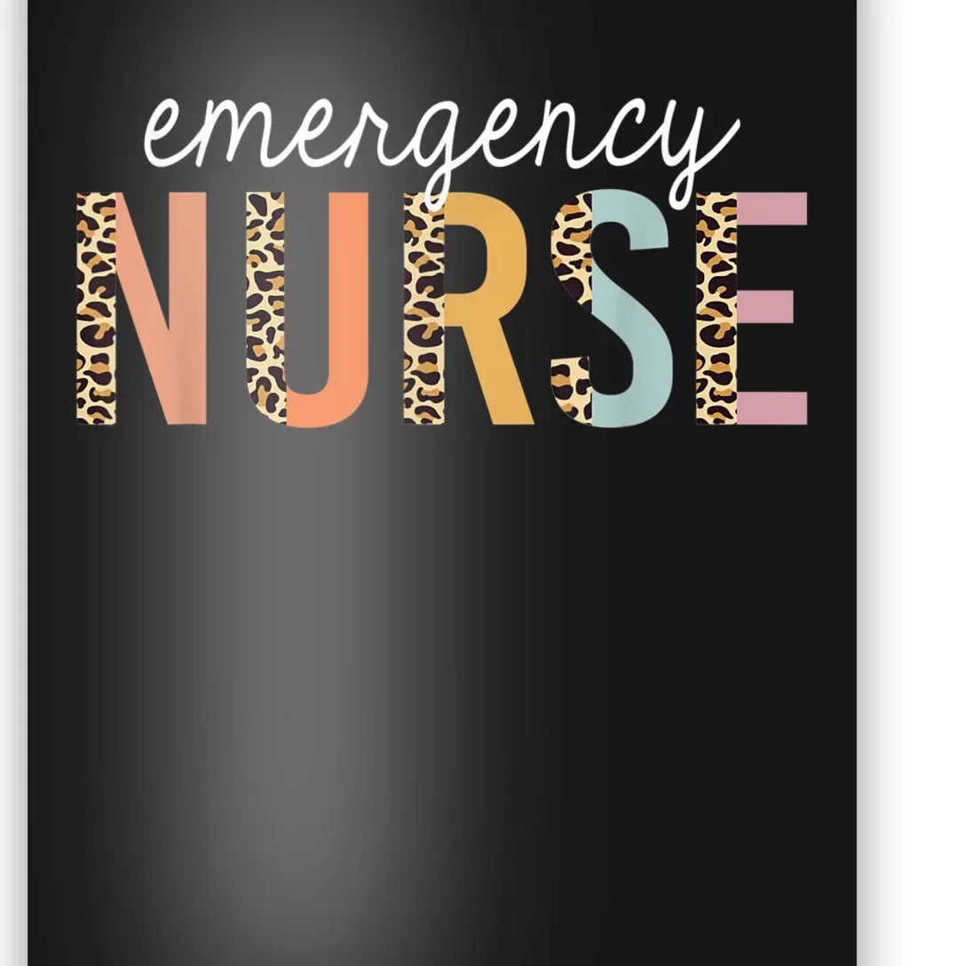 Emergency Nurse Leopard Print ER Nurse Nursing School Women Poster