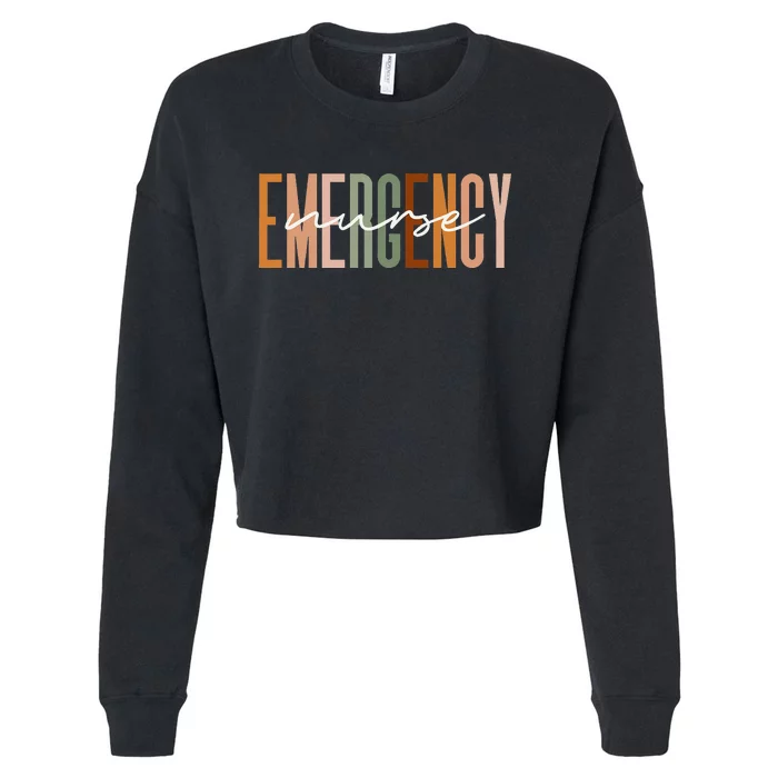 Emergency Nurse Letters Print ER Nurse Nursing School Outfit Cropped Pullover Crew