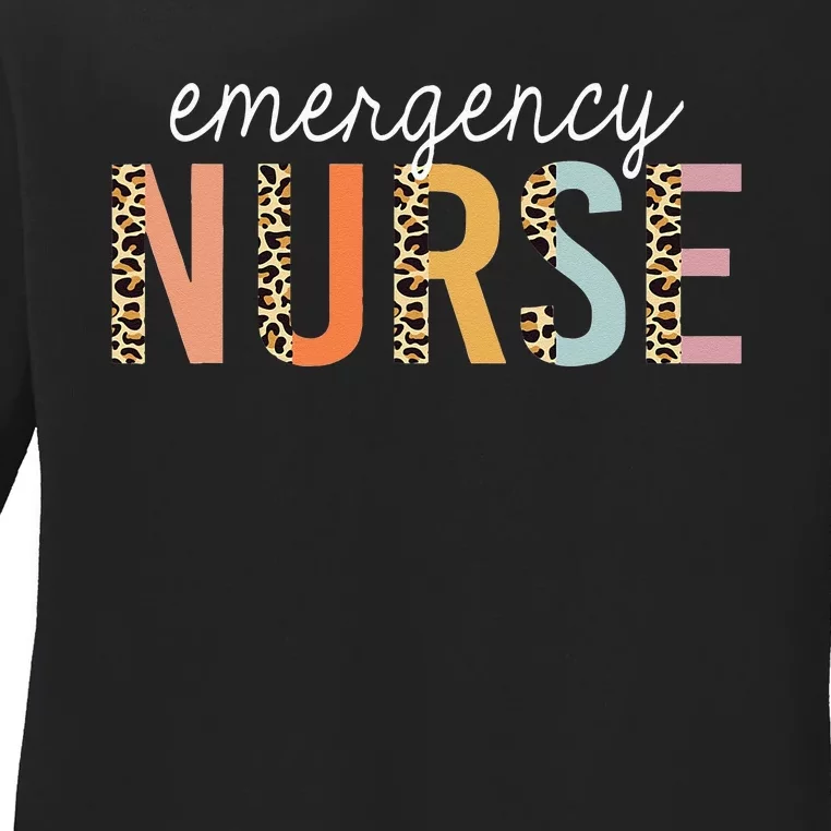 Emergency Nurse Leopard Print ER Nurse Nursing School Women Ladies Long Sleeve Shirt