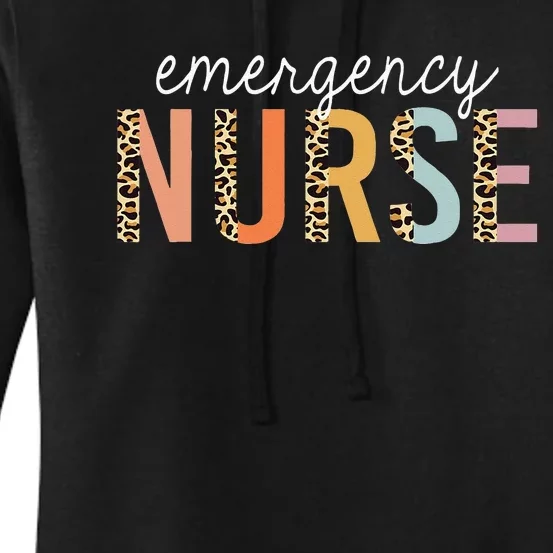 Emergency Nurse Leopard Print ER Nurse Nursing School Women Women's Pullover Hoodie