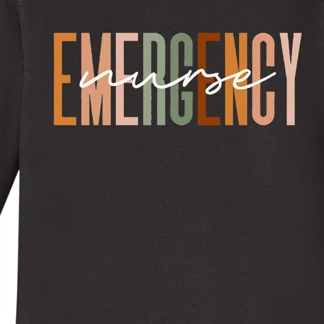 Emergency Nurse Letters Print ER Nurse Nursing School Outfit Baby Long Sleeve Bodysuit