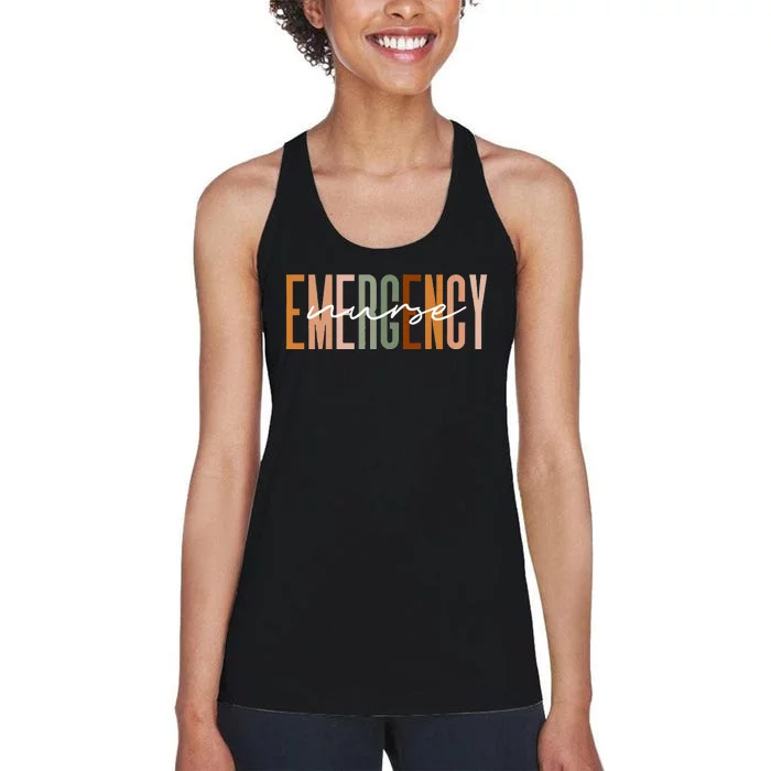 Emergency Nurse Letters Print ER Nurse Nursing School Outfit Women's Racerback Tank