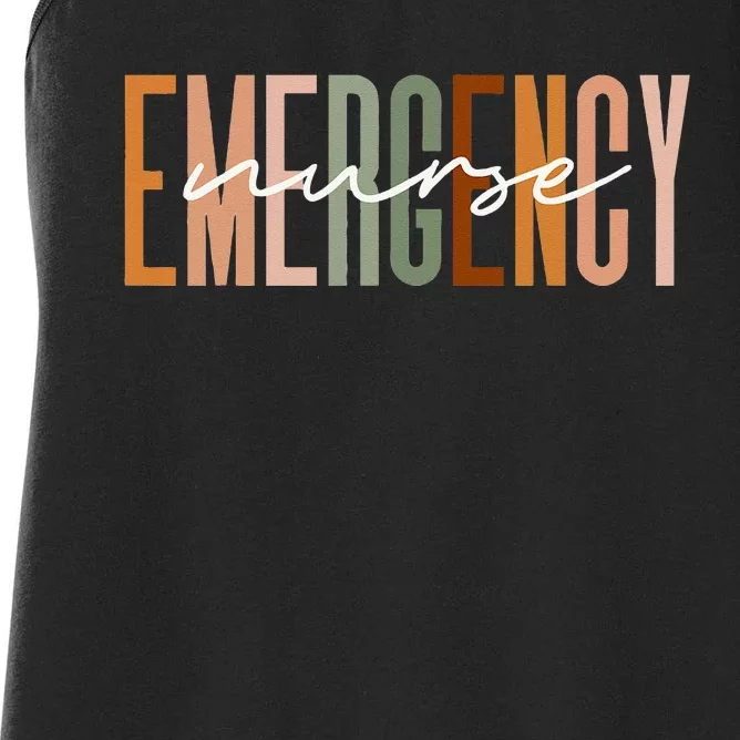 Emergency Nurse Letters Print ER Nurse Nursing School Outfit Women's Racerback Tank