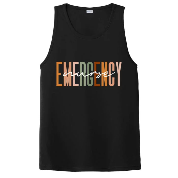 Emergency Nurse Letters Print ER Nurse Nursing School Outfit Performance Tank