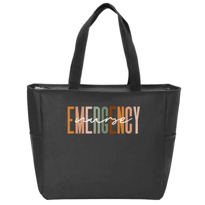 Emergency Nurse Letters Print ER Nurse Nursing School Outfit Zip Tote Bag