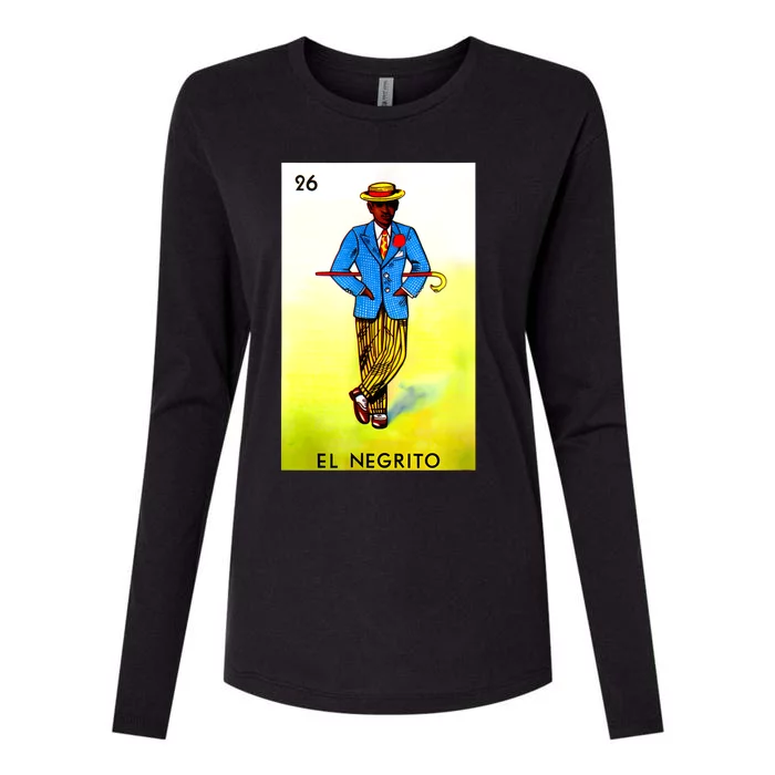 El Negrito Mexican Lottery Cards Lotto Mexicana Bingo Loto Womens Cotton Relaxed Long Sleeve T-Shirt